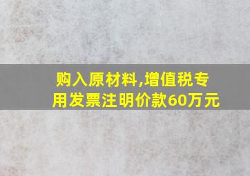 购入原材料,增值税专用发票注明价款60万元