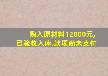 购入原材料12000元,已验收入库,款项尚未支付