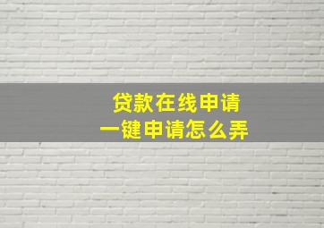 贷款在线申请一键申请怎么弄