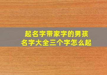 起名字带家字的男孩名字大全三个字怎么起