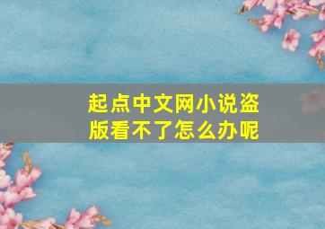 起点中文网小说盗版看不了怎么办呢