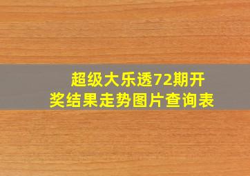 超级大乐透72期开奖结果走势图片查询表