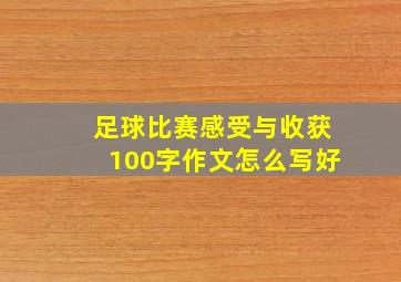 足球比赛感受与收获100字作文怎么写好