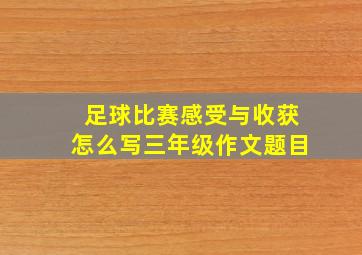 足球比赛感受与收获怎么写三年级作文题目