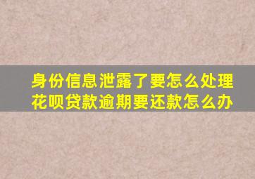 身份信息泄露了要怎么处理花呗贷款逾期要还款怎么办