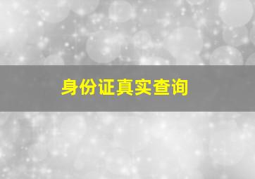 身份证真实查询