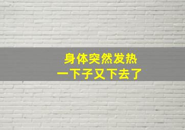 身体突然发热一下子又下去了