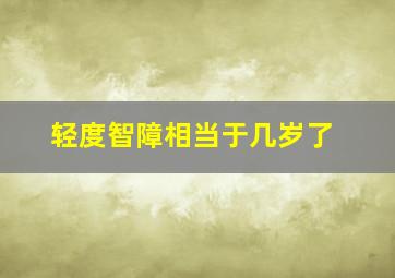 轻度智障相当于几岁了