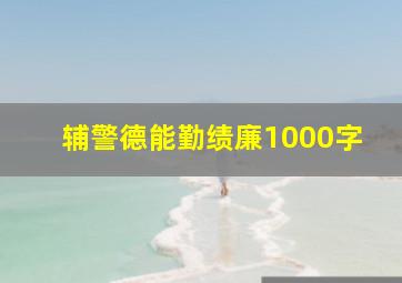 辅警德能勤绩廉1000字