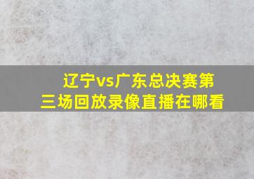 辽宁vs广东总决赛第三场回放录像直播在哪看