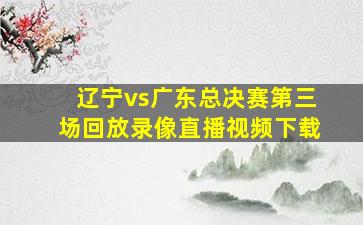 辽宁vs广东总决赛第三场回放录像直播视频下载