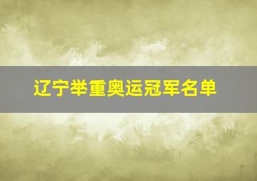 辽宁举重奥运冠军名单