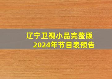 辽宁卫视小品完整版2024年节目表预告