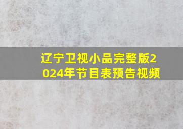 辽宁卫视小品完整版2024年节目表预告视频