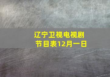 辽宁卫视电视剧节目表12月一日