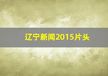 辽宁新闻2015片头