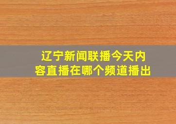 辽宁新闻联播今天内容直播在哪个频道播出