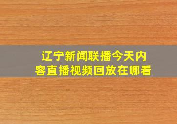 辽宁新闻联播今天内容直播视频回放在哪看