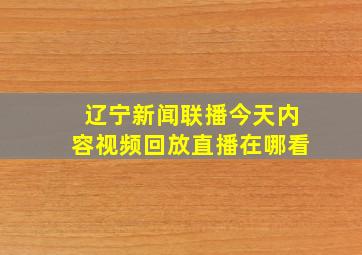 辽宁新闻联播今天内容视频回放直播在哪看