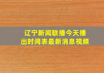 辽宁新闻联播今天播出时间表最新消息视频