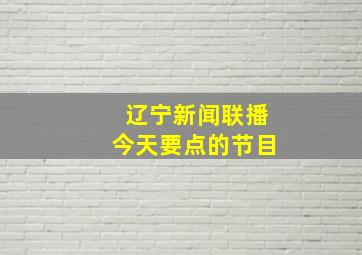 辽宁新闻联播今天要点的节目