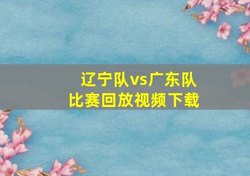 辽宁队vs广东队比赛回放视频下载