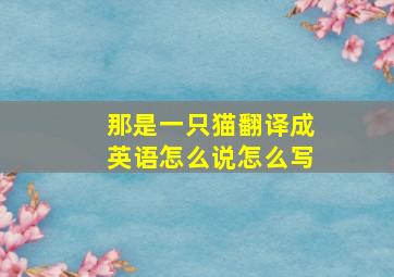 那是一只猫翻译成英语怎么说怎么写