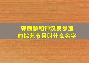 郭麒麟和钟汉良参加的综艺节目叫什么名字