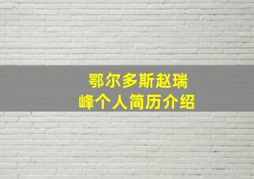 鄂尔多斯赵瑞峰个人简历介绍