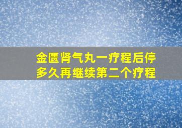 金匮肾气丸一疗程后停多久再继续第二个疗程