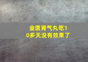 金匮肾气丸吃10多天没有效果了