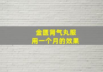 金匮肾气丸服用一个月的效果