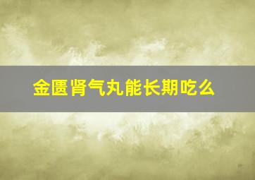 金匮肾气丸能长期吃么