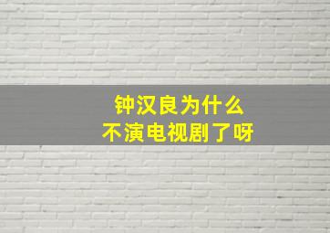 钟汉良为什么不演电视剧了呀