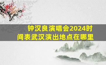 钟汉良演唱会2024时间表武汉演出地点在哪里