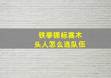 铁拳锦标赛木头人怎么选队伍