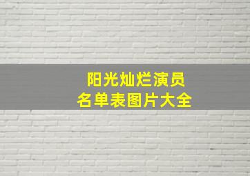 阳光灿烂演员名单表图片大全