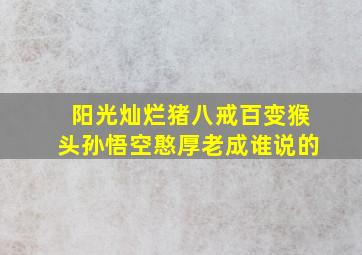 阳光灿烂猪八戒百变猴头孙悟空憨厚老成谁说的