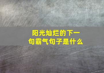 阳光灿烂的下一句霸气句子是什么