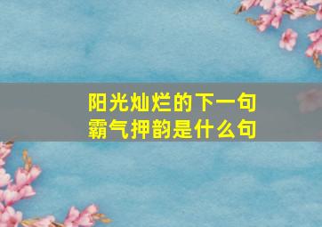 阳光灿烂的下一句霸气押韵是什么句