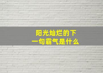 阳光灿烂的下一句霸气是什么