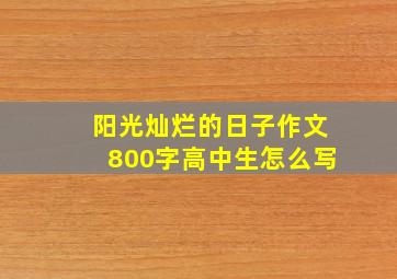 阳光灿烂的日子作文800字高中生怎么写