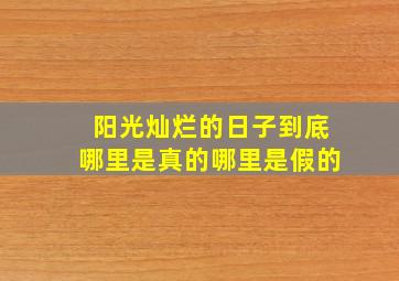 阳光灿烂的日子到底哪里是真的哪里是假的