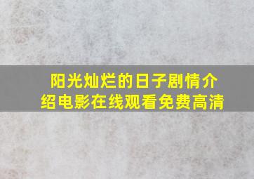 阳光灿烂的日子剧情介绍电影在线观看免费高清