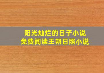 阳光灿烂的日子小说免费阅读王朔日照小说