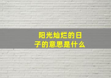 阳光灿烂的日子的意思是什么