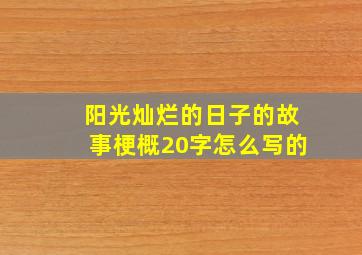 阳光灿烂的日子的故事梗概20字怎么写的