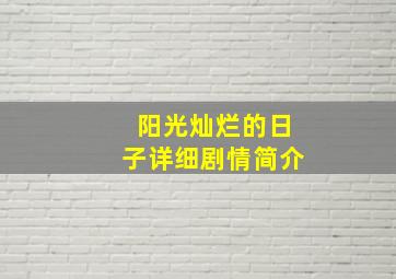 阳光灿烂的日子详细剧情简介