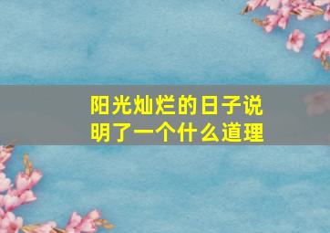 阳光灿烂的日子说明了一个什么道理