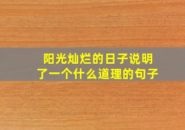 阳光灿烂的日子说明了一个什么道理的句子